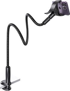Support de téléphone col de cygne pour lit, avec bras flexible en nylon tressé, réglable à 360°, fixation supérieure pour téléphone - Product Image 2