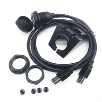 Coche de montaje al ras 2 USB 3,0 macho a hembra Puerto usb dual impermeable de extensión Dash Panel Mount Cable