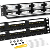 Патч-панель AMPCOM Cat6 с 48 портами, позолоченная, 15u, 2U, 19 дюймов, RJ45 Ethernet 568A 568B, с задней кабельной платой