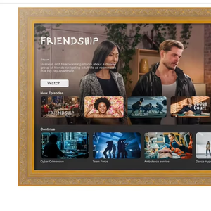 Cornice TV Decorativa in Legno di Alta Qualità 50 <span class=keywords><strong>55</strong></span> 65 Pollici, Cornice Dorata Intagliata per TV, Modanatura Personalizzata - Product Image 1
