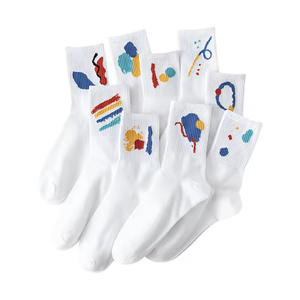 Chaussettes en coton jacquard tricotées décontractées pour hommes, chaussettes de sport amusantes personnalisées, chaussettes athlétiques avec logo sur mesure, vente en gros - Product Image 1