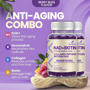 Solilan OEM caramelo de goma de colágeno con vitaminas de biotina 3G 60 botella de caramelo de goma para el crecimiento de la piel del cabello productos de belleza NAD - Product Image 4