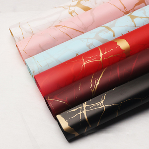 Vàng đá cẩm thạch Patterned <span class=keywords><strong>PVC</strong></span> Hàn Quốc Đồng bằng giấy nhựa OPP Hoa Giấy Gói cho Diy in bán buôn ouya giấy hoa cửa hàng - Product Image 2