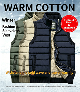 <span class=keywords><strong>Gilet</strong></span> matelassé unisexe décontracté doublé <span class=keywords><strong>polaire</strong></span>, 3 couleurs disponibles, épais, chaud, sans manches, imperméable, col montant, hiver, homme femme - Product Image 1