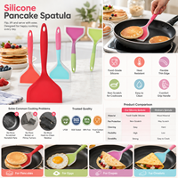 Spatule à crêpes en silicone large antiadhésive, outil de cuisine pour frire