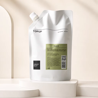 Pochette souple OEM minimaliste blanche mate avec bec verseur, 500 ml, 1000 ml, pour savon liquide et détergent, avec bouchon à vis d'angle