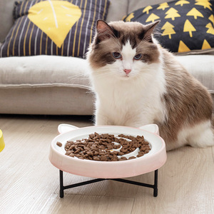 Cuenco de alimentación lenta para gatos, diseño simple y redondeado de cerámica, alimentador antiasfixia para mascotas - Product Image 2