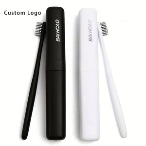 Polyester Handmade Toothbrush with Custom Logo Eco Friendly Wheat Straw Handle Charcoal Bristles Travel <b>Gift</b> - Product Image 1