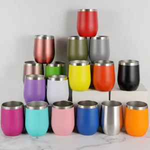 Top Selling Travel Coffee 12oz Egg Shaped Vacuum Stainless Steel Wine Tumbler Cup Beer Mug 12 oz Wine Tumbler