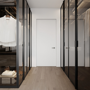 Armario de Dormitorio Americano Minimalista con 3 Puertas Correderas Automáticas de Aluminio y Cristal, Elegante Armario Vestidor/Guardarropa - Product Image 4