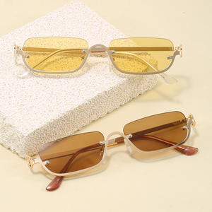 Gafas de Sol Sunway 2026, Estilo Cyberpunk, Media Montura Cuadrada, Montura Estrecha, Ligeras, Doradas, UV400 - Product Image 2