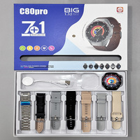 Reloj Inteligente Deportivo C80Pro 7 en 1 con Pantalla TFT, Carga Inalámbrica, Resistente al Agua, para Llamadas, Monitoreo de Salud y Frecuencia Cardíaca