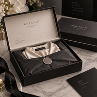Boîte d'emballage rigide noire écologique personnalisée avec logo brillant de luxe pour parfum, bougie, vêtements, boucles d'oreilles, cadeau haut de gamme, ruban