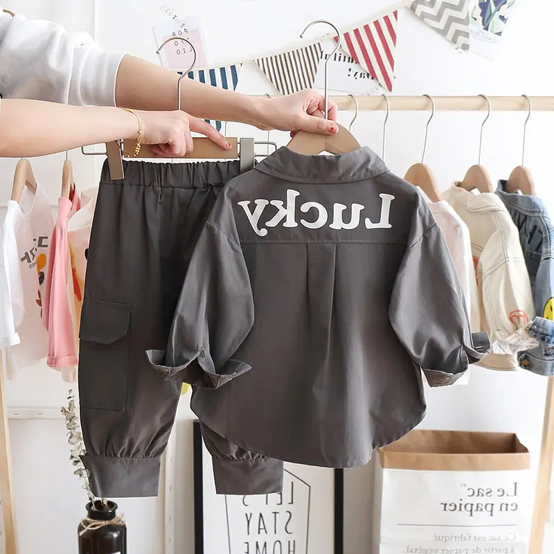 2020 Children's Autumn Boys Suits Japanese Alphabet Coat And Trousers Clothes Kids Baby Boy Clothing Sets