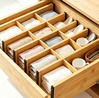 Diviseurs de tiroirs en bambou réglables, lot de 6 organisateurs de tiroirs extensibles pour la cuisine, les vêtements et le bureau, s'adaptent aux intérieurs de tiroirs
