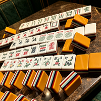 Jeu de Mahjong Américain en Acrylique Rayé Multi-couches, Pliable et Portable, Tuiles de Mahjong Robustes, Jeu de Table Classique pour Joueurs de Mahjong