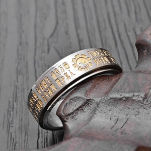 Retro Ethnic Style Gold Rotating Titanium Steel Bagua <b>Ring</b> Unisex Anxiety Relief Jewelry Gift Geometric Design - Product Image 3