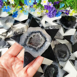 Commercio all'ingrosso stella a forma di cristallo nero gemma nera sardonice agata di cristallo Druzy stelle di guarigione <span class=keywords><strong>pietra</strong></span> per la decorazione - Product Image 6