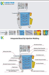 LK 병원은 마취 응급 트롤리 의료 카트를 사용했습니다. 알루미늄 합금 + ABS 소재 다기능 이동식 의료 카트 - Product Image 6