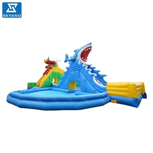 Tobogán acuático Dragon & Shark con <span class=keywords><strong>piscina</strong></span> parque infantil inflable parque acuático Gran parque comercial con tobogán acuático - Product Image 1