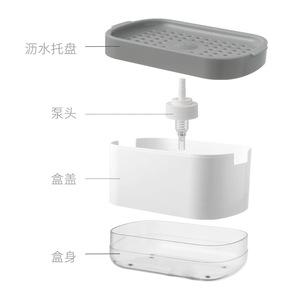 Distributeur de savon de style japonais, noir et blanc, portable, à pression, pour le nettoyage de l'évier de cuisine - Product Image 3