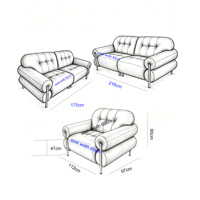 Canapé compact 2 places en cuir véritable, design moderne capitonné, pieds en acier inoxydable, ensemble modulaire de luxe pour appartement, salon, maison