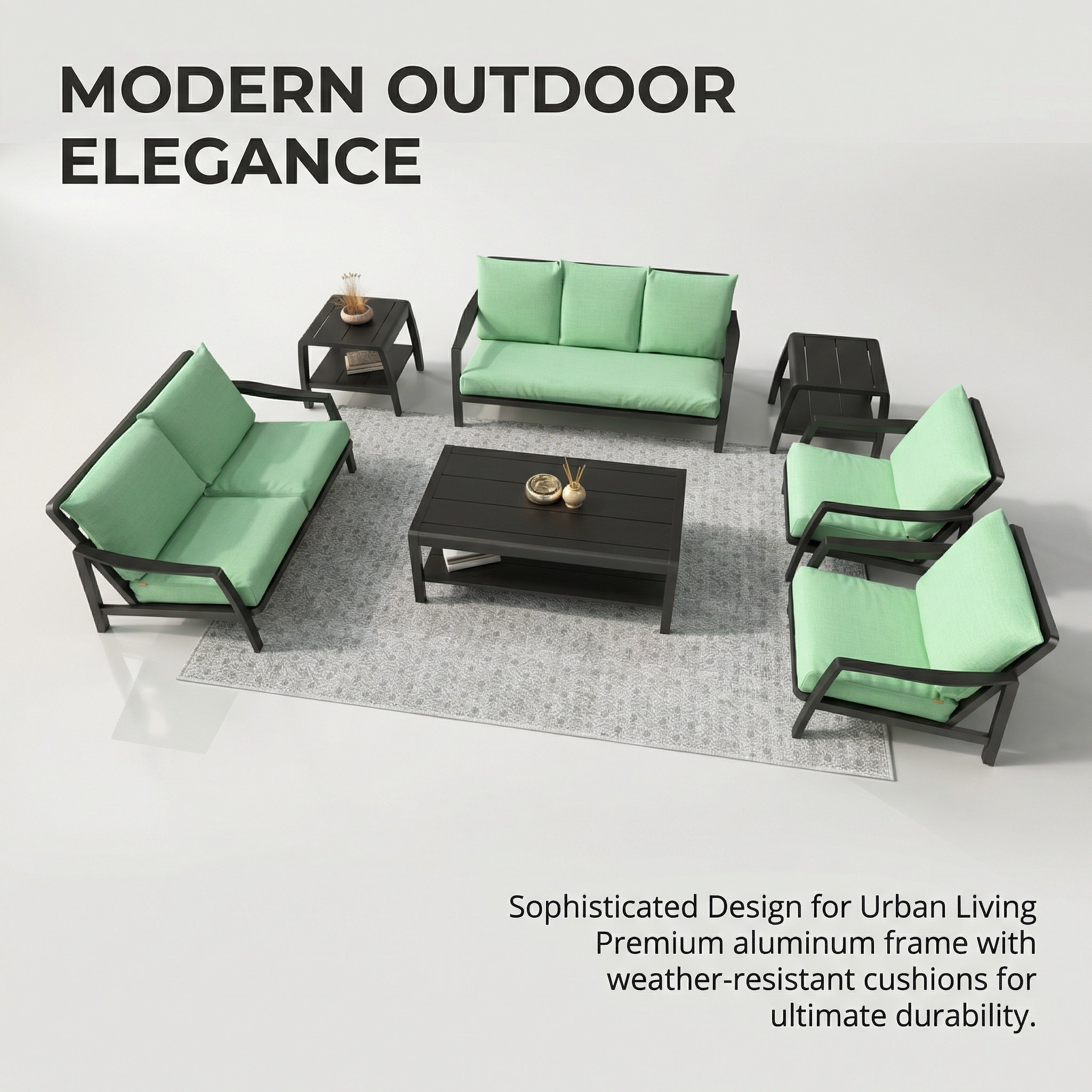 Durable Modern Aluminum Frame 4-Piece Outdoor Patio Sofa Garden Furniture Balcony Set for Living Room, Courtyard Conversation