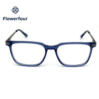 Lunettes optiques classiques, montures carrées, lunettes de mode, acétate, monture intégrale, combinaison d'incrustations métalliques, unisexe, adultes