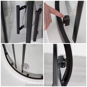 Cabines de douche sur mesure en verre trempé, design en forme de losange pour gagner de la place, sépare les zones humides et sèches - Product Image 4