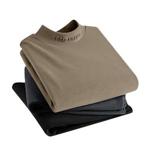 חולצת בסיס תרמי חצי טורטלנק חולצת בסיס חום לבן לגברים ולצווארון שרוול ארוך מזדמן, חולצת טריקו שכבה פנימית בינונית-צוואר - Product Image 5