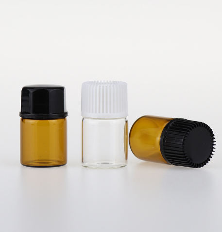 High Quality 1ml 2ml 3ml 5ml Small Perfume Glass Sample Bottle 1/4 Dram 5/8 Dram 1 ml 2ml Clear Blue Amber Glass Vial