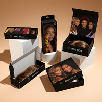 Boîte en carton ondulé personnalisée avec impression double face colorée, boîte d'emballage pour perruque noire et rose, boîte d'expédition pour perruque