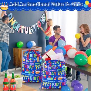 Sacchetti Regalo in Tela Colorati a <span class=keywords><strong>Tema</strong></span> Compleanno con Cordoncino, Borse Riutilizzabili per Regali e Feste - Product Image 6