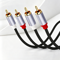Câble audio stéréo plaqué or 2 RCA mâle vers 2 RCA mâle pour home cinéma, HDTV, son haute fidélité personnalisé, câble audio pour haut-parleur en nylon tressé