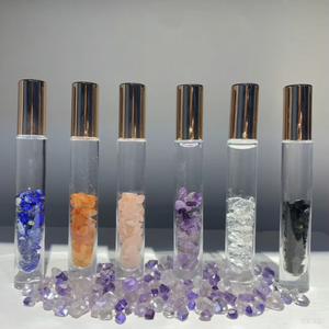 C&H Wholesale OEM 5ml/10ml Flacon de parfum vide en verre givré de luxe avec logo personnalisé et pierre précieuse naturelle - Product Image 4