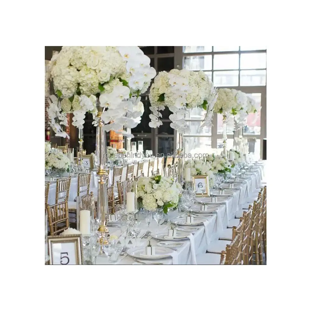 Soporte alto de flores de cristal de alta calidad, centro de mesa de boda, Decoración de mesa para mesa de boda
