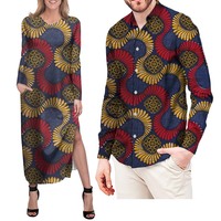 Ensembles de vêtements pour couples pour la Saint-Valentin, robe slim, motifs africains Kitenge, chemises pour hommes, ensemble de 2 pièces pour couples, logo personnalisé