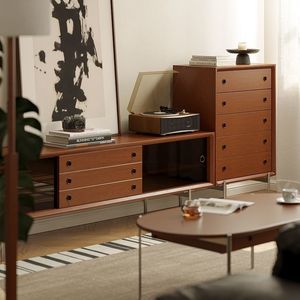 Mueble de TV de Madera Maciza de Estilo Nórdico, 1.8m 2.0m 2.2m, Mueble de Almacenamiento para Sala de Estar, Diseño Retro Vintage - Product Image 1