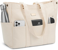 Grand sac fourre-tout en toile pour femmes, plage, avec fermeture éclair, 3 poches avant, week-end, piscine, voyage, résistant
