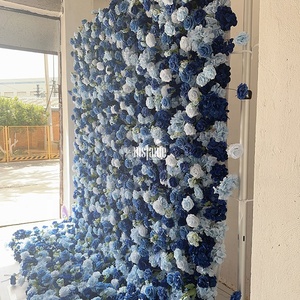 MSFAME Panneau Mural Floral 5D Bleu Hydrangea en <span class=keywords><strong>Fleurs</strong></span> de Soie pour Fêtes et Événements, 2,4 <span class=keywords><strong>M</strong></span> x 2,4 <span class=keywords><strong>M</strong></span> - Product Image 5