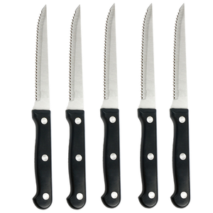 DFU224 Cuchillo para carne serrado de acero inoxidable de 4.5 pulgadas con mango de plástico y triple remache, de espiga completa, ¡Gran oferta! - Product Image 3