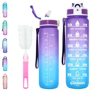 Botella de Agua Deportiva Motivacional de 1L, Taza de Plástico Portátil con Gradiente, Libre de BPA y de Grado Alimenticio, <span class=keywords><strong>para</strong></span> Gimnasio, Fitness y Entrenamiento - Product Image 2