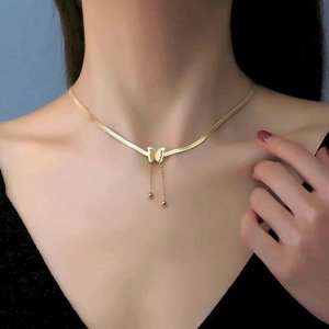 Delicate Tassel Snake <b>Chain</b> Necklace <b>Titanium</b> Stainless Steel Butterfly Gold Plated Necklace - Product Image 5