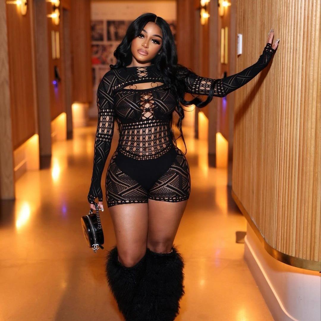 Shop High Quality Cut Out Black Transparent Women Bodysuit