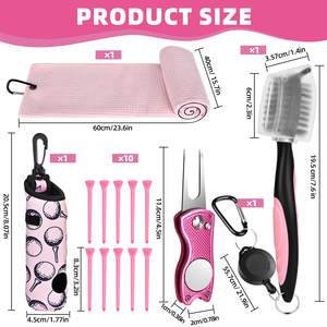 Kit de Accesorios de Golf Personalizados, Cepillo Limpiador de Palos de Golf con Herramienta para Limpiar Ranuras, Bolsa para Pelotas de Golf con Gancho, Herramienta para Reparar Divots - Product Image 5