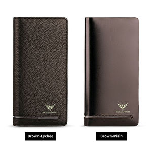 WILLIAMPOLO Bovini <span class=keywords><strong>In</strong></span> <span class=keywords><strong>Pelle</strong></span> Zip Lunga Del Raccoglitore Degli Uomini della Gioventù di Affari Del Raccoglitore Del Raccoglitore Della Frizione Del Sacchetto degli uomini di Sacchetto Del Telefono - Product Image 3