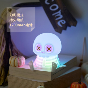 Halloween <b>Skull</b> Night Light RGB LED Ambient Light For Living Room Bedroom <b>Decor</b> With Lithium Battery Power - Product Image 2