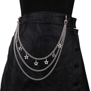Chaîne de taille unisexe multicouche en métal avec pendentif étoile, style punk, chaîne de corps tendance hip-hop pour usage quotidien, en alliage de zinc - Product Image 4