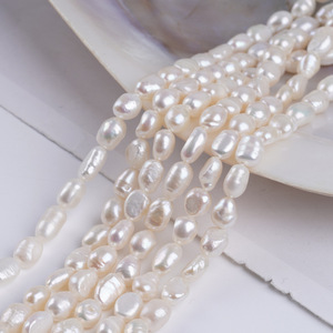 Collier de perles d'eau douce naturelles baroques, matériel de bricolage, perles de Zhuji, 5-6 mm, double face, couleur rose brillant, trous droits, en vrac - Product Image 3