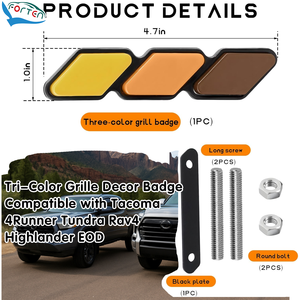 สติ๊กเกอร์ติดรถยนต์ลายกระจังหน้าสามสี คุณภาพสูง อะคริลิค สำหรับ <span class=keywords><strong>Toyota</strong></span> Tacoma 4Runner <span class=keywords><strong>Tundra</strong></span> RAV4 Highlander EOD - Product Image 1